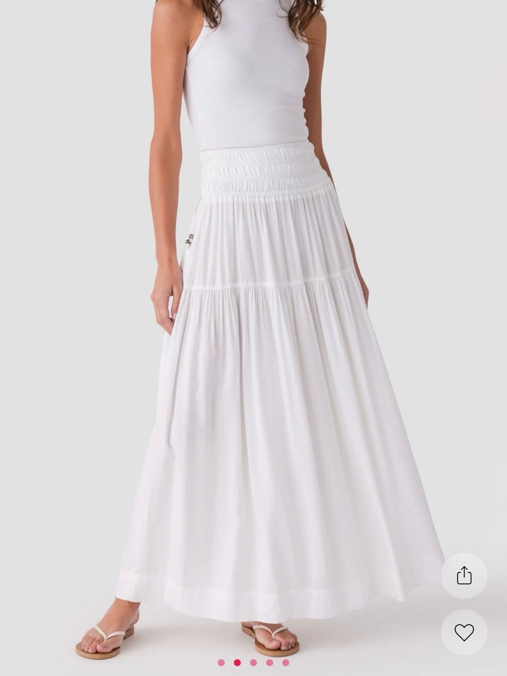 Elan White Tiered Maxi Skirt